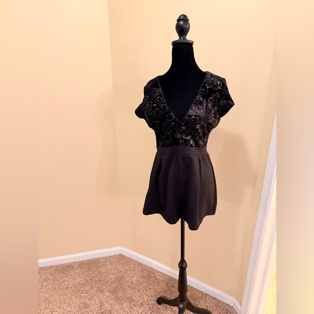 Black Lace V-Neck Romper
